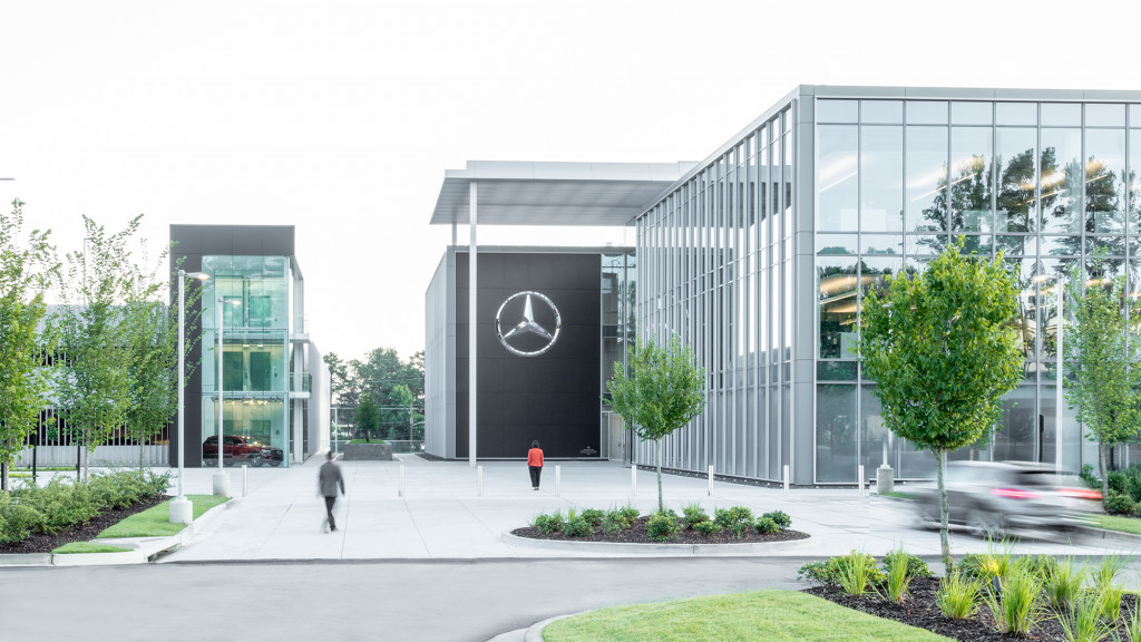 A building with glass walls.